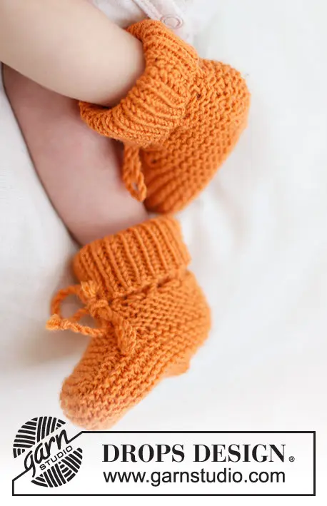 patucos de bebé de punto Orange Muffin Slippers DROPS