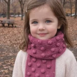 Niña en otoño conn bufanda tejia