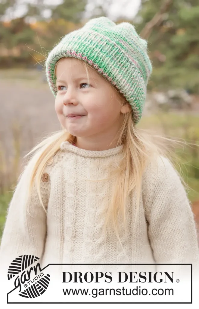 Gorro de punto para niños Sparkle Sprout tejido en dos agujas